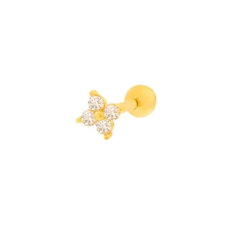 Piercing orelha ouro 18k tragus ou helix flor