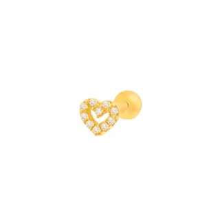 Piercing orelha ouro 18k tragus ou helix mini coração