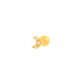 Piercing orelha ouro 18k tragus ou helix mini lua