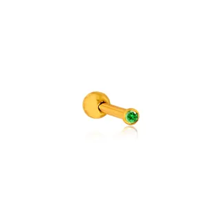 Piercing ponto de luz de ouro 18k mini verde