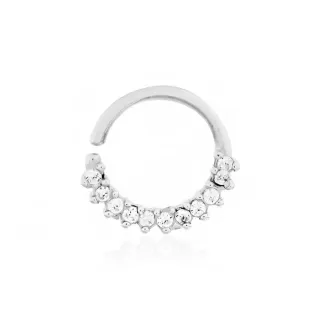 Piercing septo nariz ouro branco com pedras