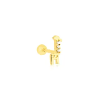 Piercing tragus de ouro 18k girafa cravejada direita