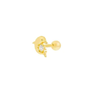 Piercing tragus orelha ouro 18k golfinho direita 