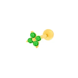 Piercing tragus ou helix de ouro 18k flor verde