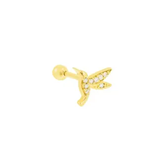 Piercing tragus ou helix orelha esquerda beija flor ouro 18k