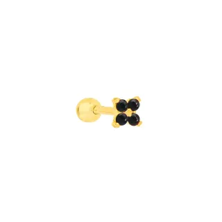Piercing tragus ou helix ouro 18k flor negra