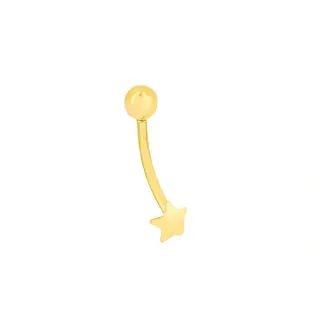 Piercing umbigo de ouro 18k estrela polida
