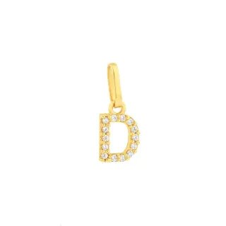 Pingente letra D ouro 18k cravejada 