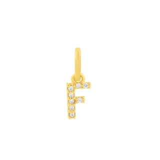 Pingente letra F ouro 18k cravejada 