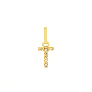Pingente letra T de ouro 18k cravejada