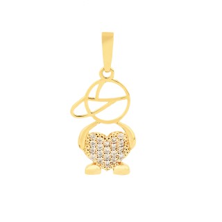 Pingente de ouro menino 18k coração cravejado G