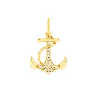 Pingente de ouro 18k âncora cravejada Deep