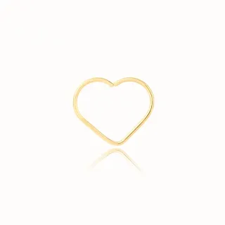 Piercing de Orelha de ouro 18k coração vazado