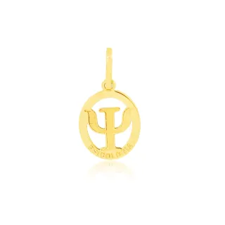 Pingente psicologia de ouro 18k oval pequeno