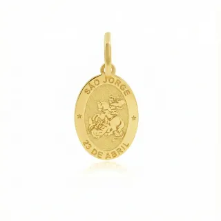 Medalha de ouro São Jorge oval pequena