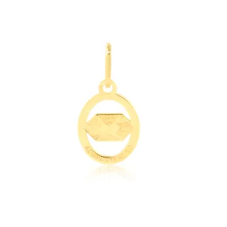 Pingente administração de ouro 18k oval pequeno