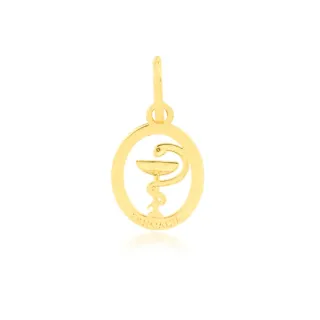 Pingente farmácia de ouro 18k oval pequeno