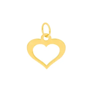Pingente de feminino de ouro 18k coração vazado
