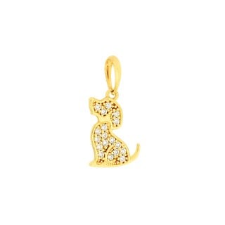 Pingente cachorro de ouro 18k cravejado P