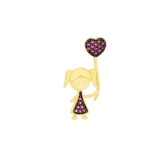 Pingente menina ouro 18k balão coração