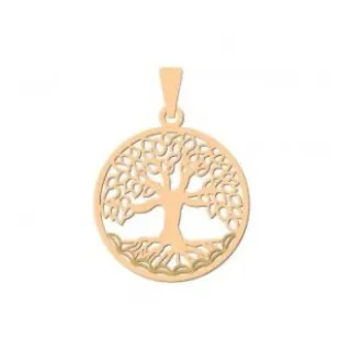 Pingente arvore da vida ouro 18k redonda