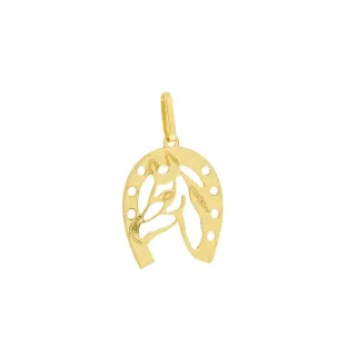 Pingente cavalo de ouro 18k ferradura 