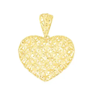Pingente coração de ouro 18k face dupla diamantado G