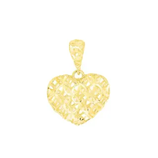 Pingente coração de ouro 18k face dupla diamantado P