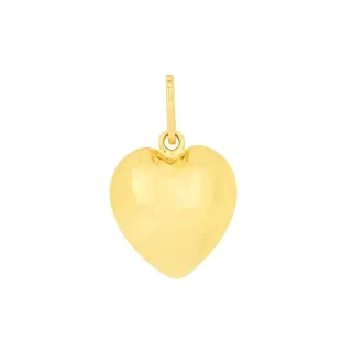 Pingente coração de ouro 18k polido oco M