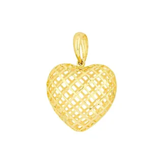 Pingente coração de ouro 18k rendado cheio M