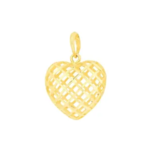 Pingente coração de ouro 18k rendado cheio P
