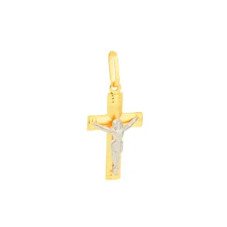 Pingente crucifixo de ouro 18k Cristo ouro branco detalhado