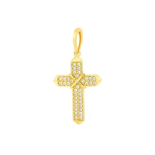Pingente cruz de ouro 18k com pedras