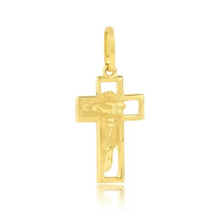 Pingente cruz de ouro 18k face de Cristo 