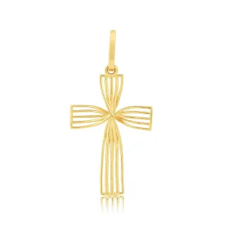 Pingente cruz de ouro 18k trançada