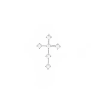 Pingente cruz de ouro branco 18k cravejada linea