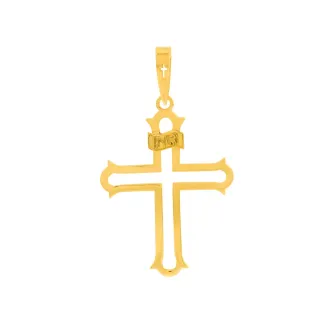 Pingente de cruz Inri vazada ouro 18k
