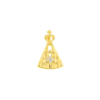 Pingente de Nossa Senhora aparecida ouro 18k 4 pedras