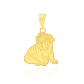 Pingente de ouro 18k cachorro Bulldog