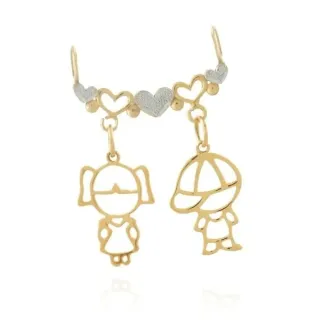 Pingente De Ouro 18k Canga 2 Menino / Menina