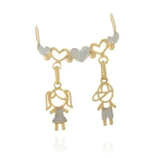 Pingente De Ouro 18k Canga 2 Menino Ou Menina