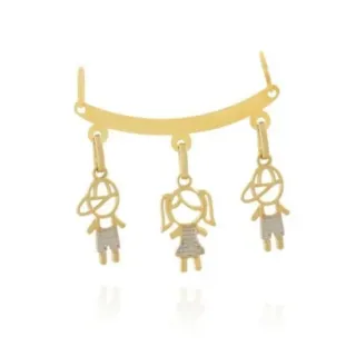 Pingente De Ouro 18k Canga 3 Menino / Menina