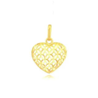 Pingente de ouro 18k coração com flores vazadas pequeno