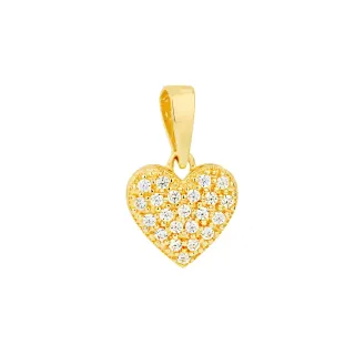 Pingente de ouro 18k coração com pedras pequeno