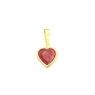 Pingente de ouro 18k coração com zircônia vermelha