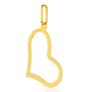 Pingente de ouro 18k coração grande vazado