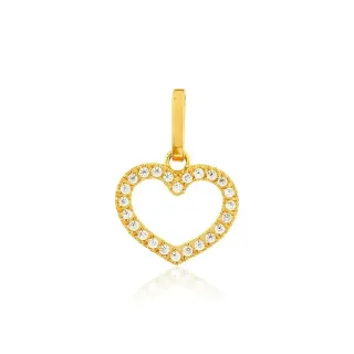 Pingente de ouro 18k coração vazado cravejado com pedras zircônias