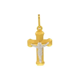 Pingente de ouro 18k crucifixo Jesus Cristo masculino / feminino
