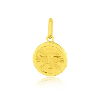 Pingente de ouro 18k Dívino Espírito Santo medalha redonda