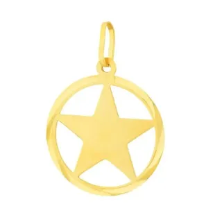 Pingente de ouro 18k estrela / pentagrama